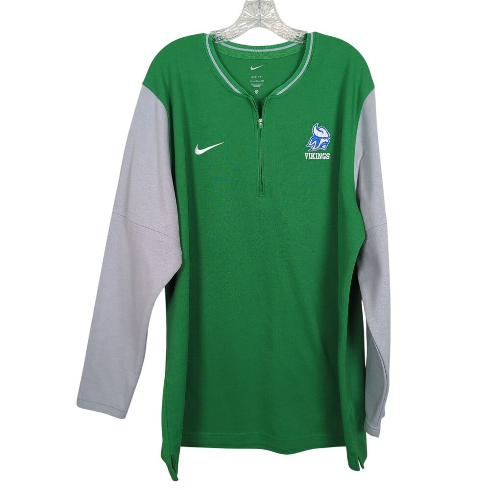 Nike Dri-FIT Vikings Quarter Zip Pullover 2XL Green Gray Long Sleeve Athletic